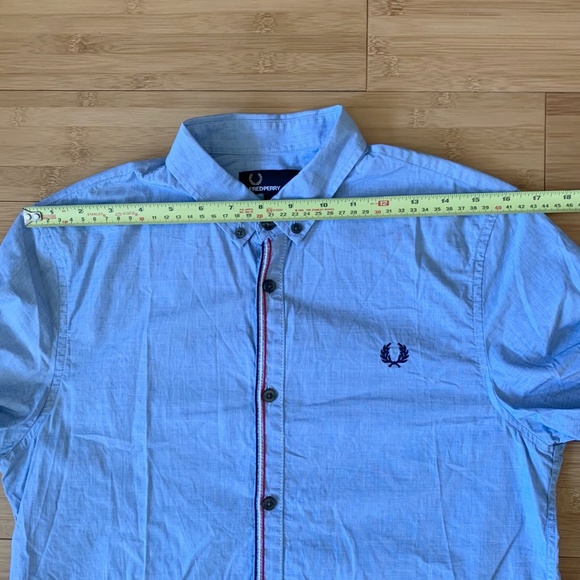 Fred Perry Short Sleeve Cotton Button Casual Oxford Shirt Size S Trim Detailing - Picture 12 of 14
